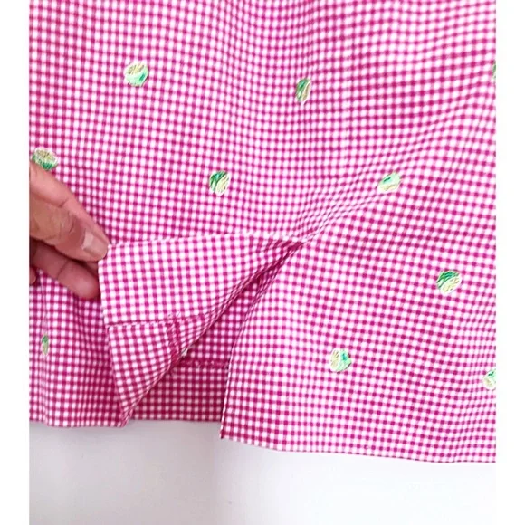 TALBOTS Sz 6P Gingham w/ Embroidered Limes Skirt - Picture 4 of 6